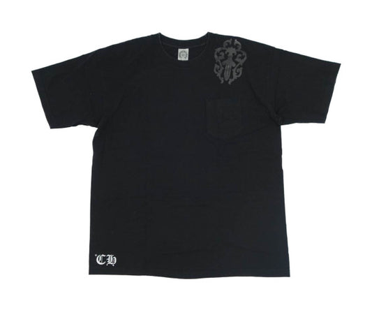 CHROME HEARTS クロムハーツ（原本無） バック セメタリー クロス プリント ポケット付 半袖 Tシャツ ブラック系 XL【中古】