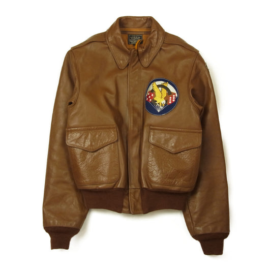 The REAL McCOY'S ザリアルマッコイズ TYPE A-2 CABLE RAIN COAT CO. 実名復刻 ワッペン カスタム フライト ミリタリー ジャケット ブラウン系 36【中古】