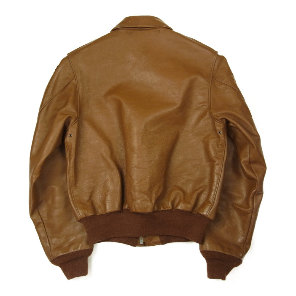 The REAL McCOY'S ザリアルマッコイズ TYPE A-2 CABLE RAIN COAT CO. 実名復刻 ワッペン カスタム フライト ミリタリー ジャケット ブラウン系 36【中古】