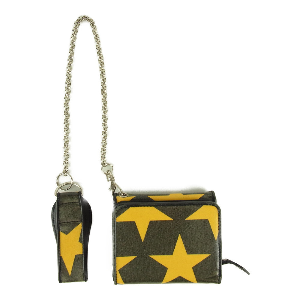 Vivienne Westwood ヴィヴィアンウエストウッド ウォレットチェーン付 二つ折り財布 コンパクトウォレット ブラック系 イエロー系【中古】