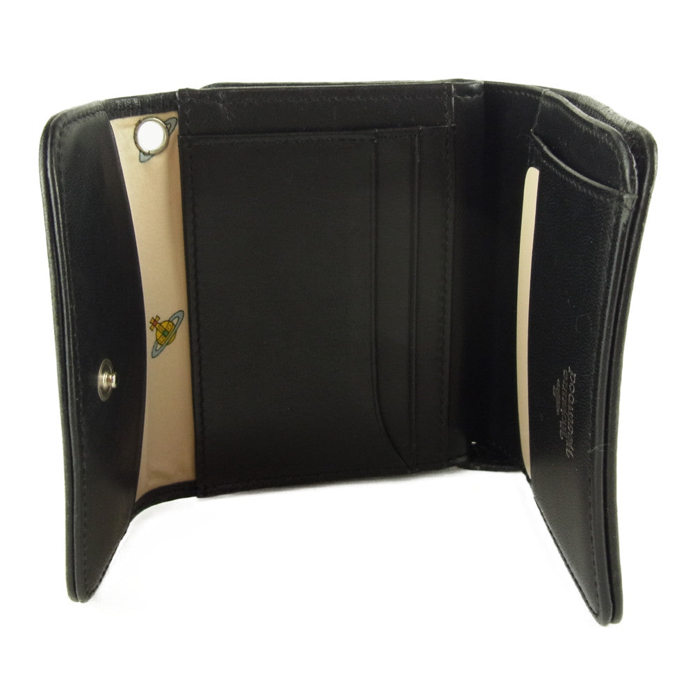 Vivienne Westwood ヴィヴィアンウエストウッド ウォレットチェーン付 二つ折り財布 コンパクトウォレット ブラック系 イエロー系【中古】