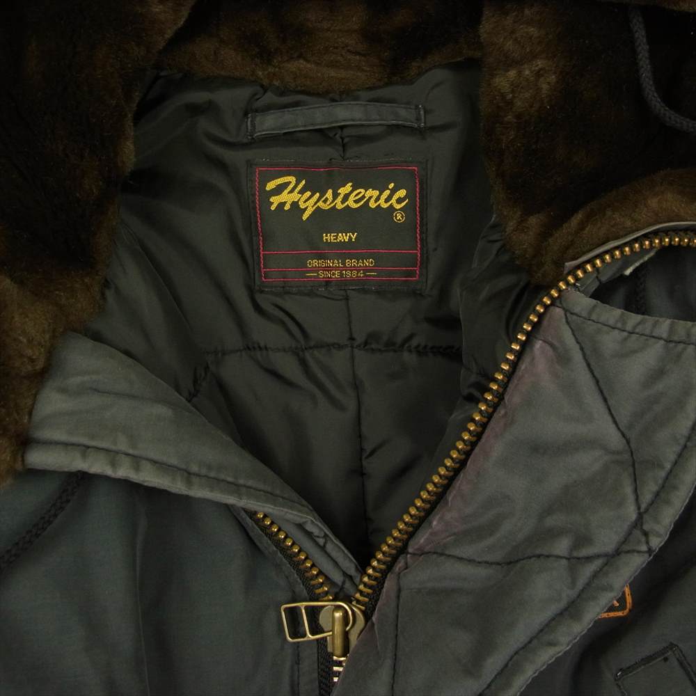 HYSTERIC GLAMOUR ヒステリックグラマー プリマロフト フェイクファーフード 中綿 コート ブラック系 F【中古】