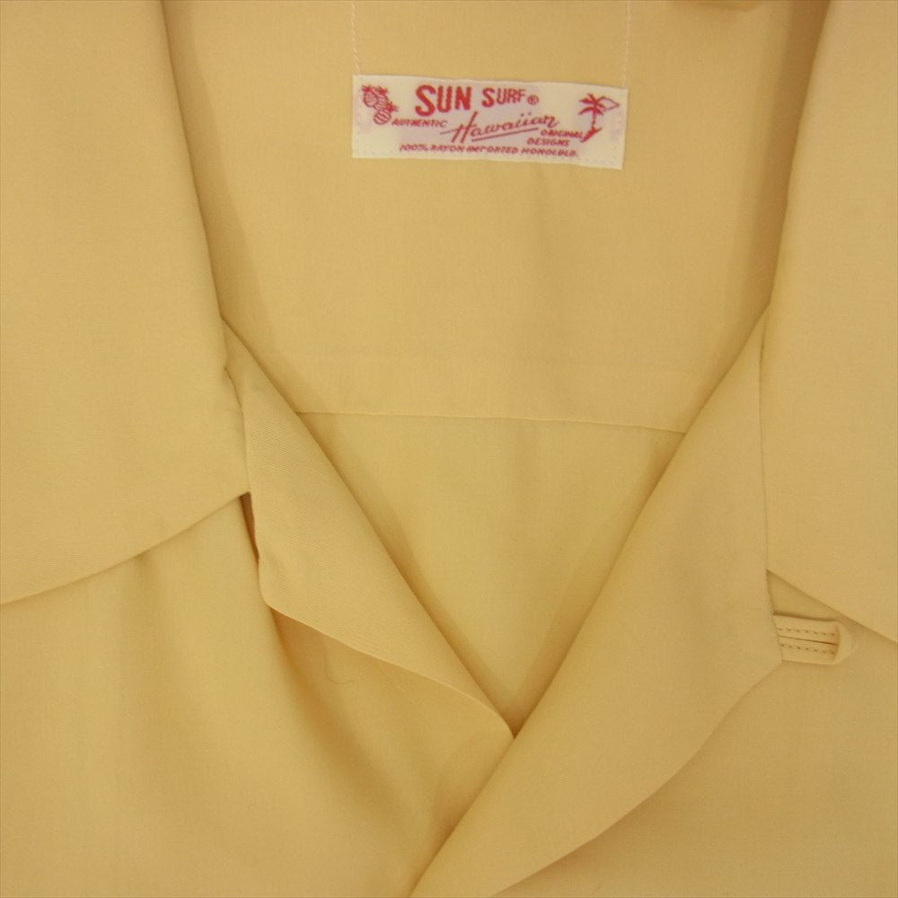 SUN SURF サンサーフ SS31598 ハワイ パームツリー 総柄 レーヨン 半袖 アロハ シャツ イエロー系 S【中古】