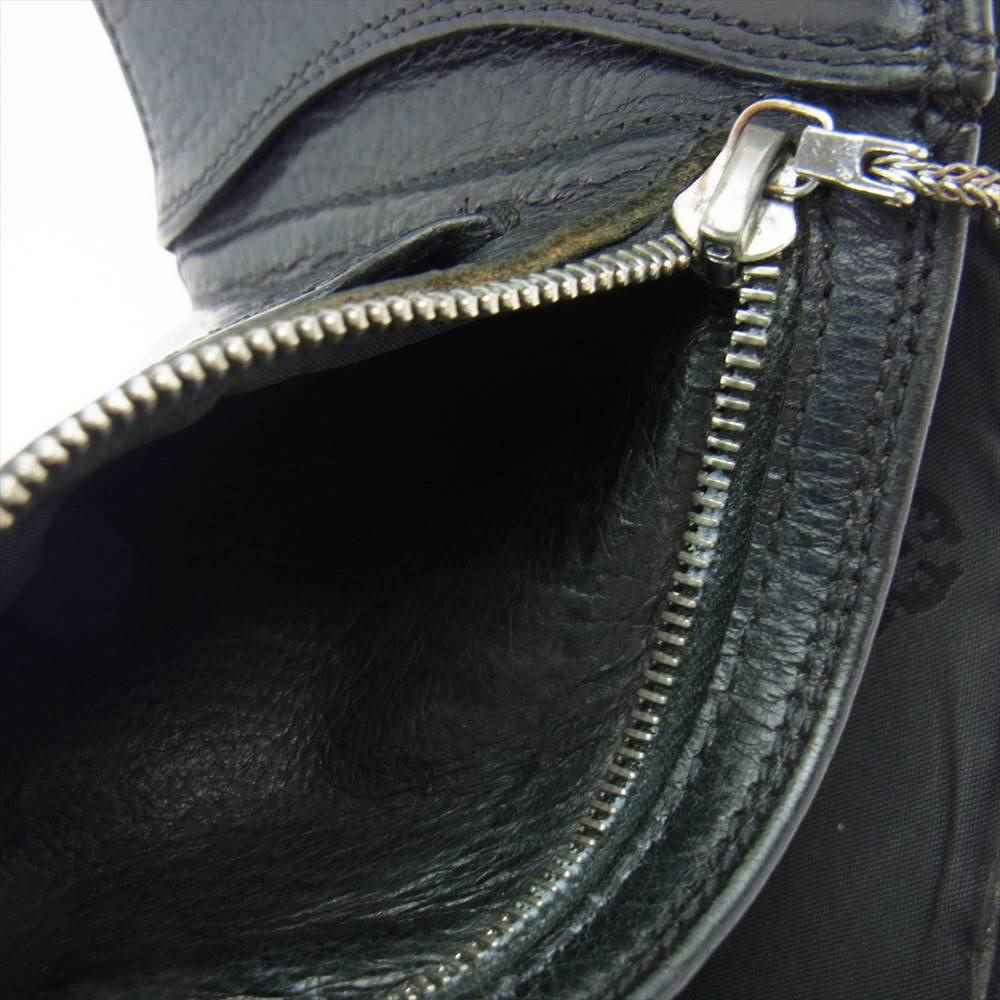 CHROME HEARTS クロムハーツ（原本無） 3FOLD 3フォールド クロスボタン レザー ウォレット ブラック系【中古】
