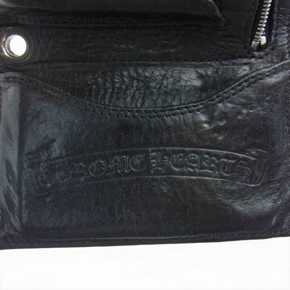 CHROME HEARTS クロムハーツ（原本無） 3FOLD 3フォールド クロスボタン レザー ウォレット ブラック系【中古】