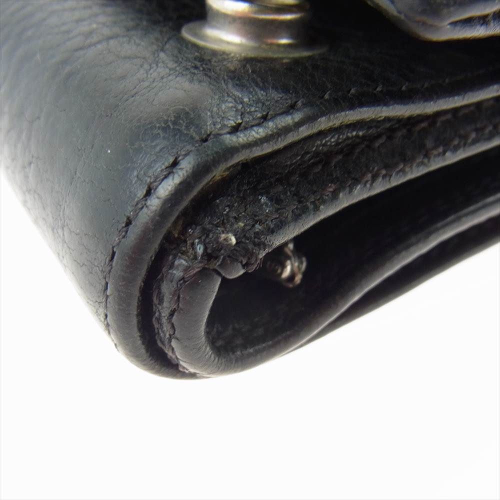 CHROME HEARTS クロムハーツ（原本無） 3FOLD 3フォールド クロスボタン レザー ウォレット ブラック系【中古】
