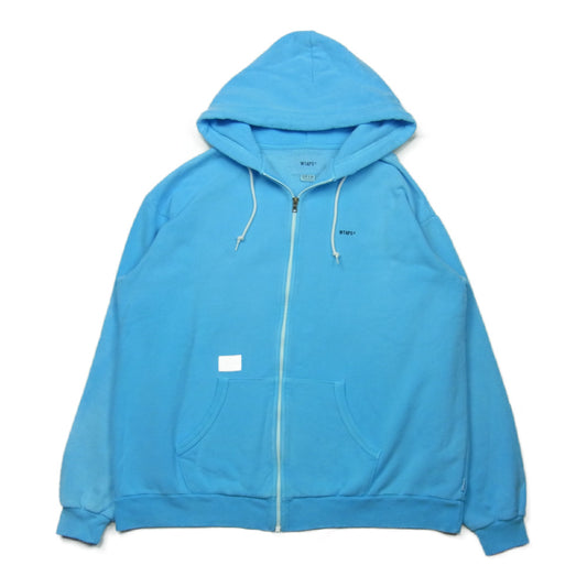 WTAPS ダブルタップス 21SS 211ATDT-CSM09 flat zip up hooded フラット ジップ アップ フーデッド 製品染め 起毛加工 スウェット パーカー ライトブルー系 04【中古】
