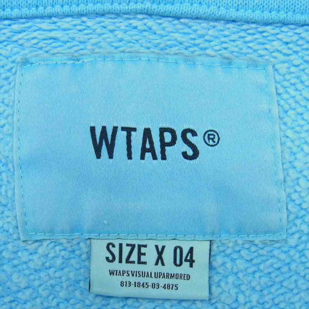 WTAPS ダブルタップス 21SS 211ATDT-CSM09 flat zip up hooded フラット ジップ アップ フーデッド 製品染め 起毛加工 スウェット パーカー ライトブルー系 04【中古】