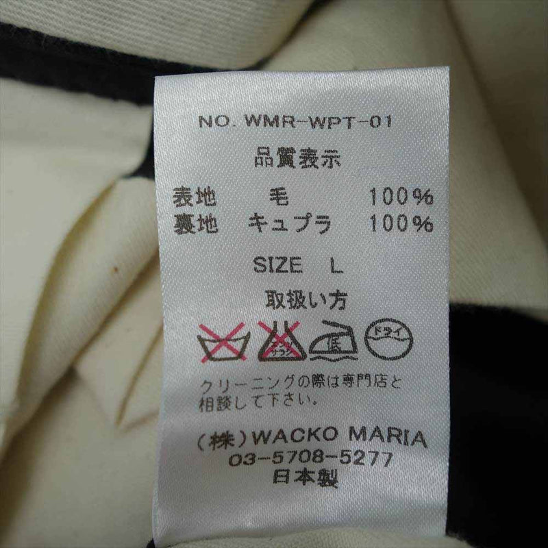 WACKO MARIA ワコマリア WMR-WPT-01 タック スラックス パンツ ネイビー ネイビー系 L【中古】