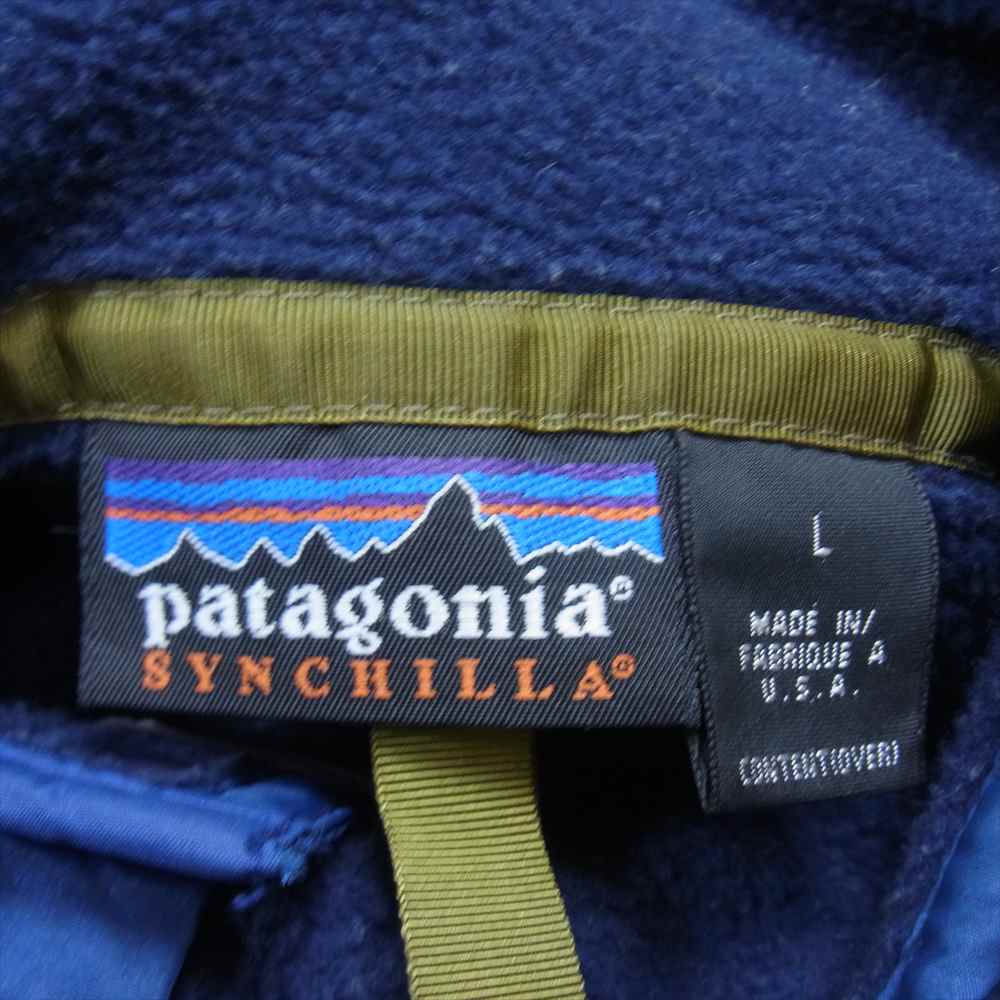 patagonia パタゴニア 97AW 25450 90s USA製 SYNCHILLA シンチラ スナップT フリース プルオーバー ジャケット ネイビー系 L【中古】