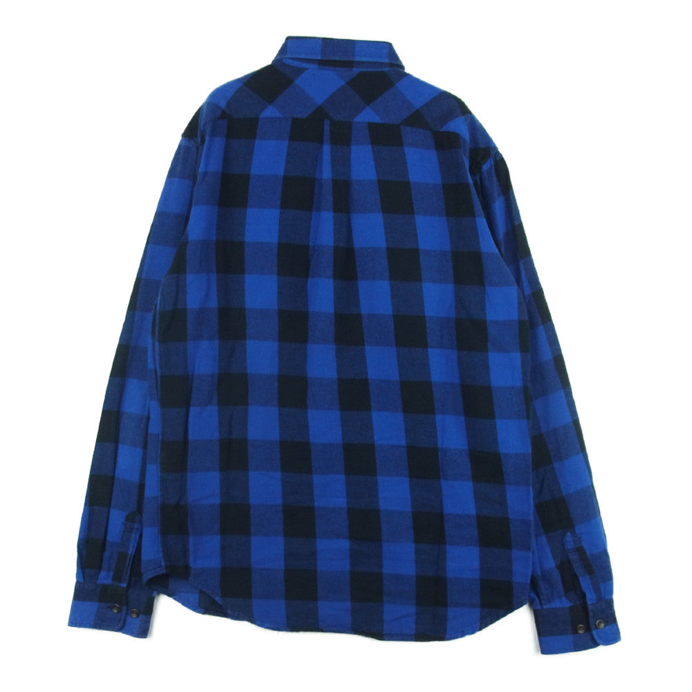 LOUNGE LIZARD ラウンジリザード ネル チェック 長袖 シャツ コットン 日本製 ブルー系 2【中古】