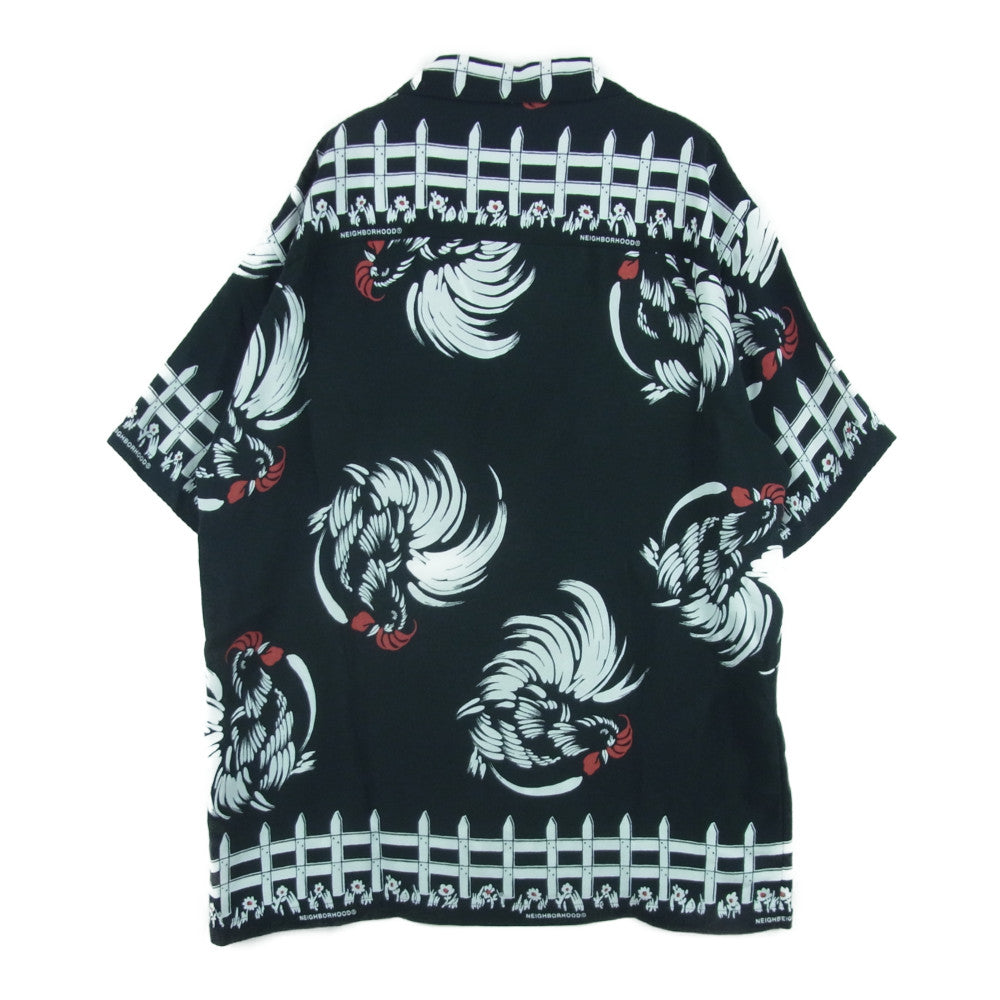 NEIGHBORHOOD ネイバーフッド 20SS 201TSNH-SHM07 ALOHA . ROOSTER / R-SHIRT . SS 半袖 アロハ シャツ ブラック系 S【中古】