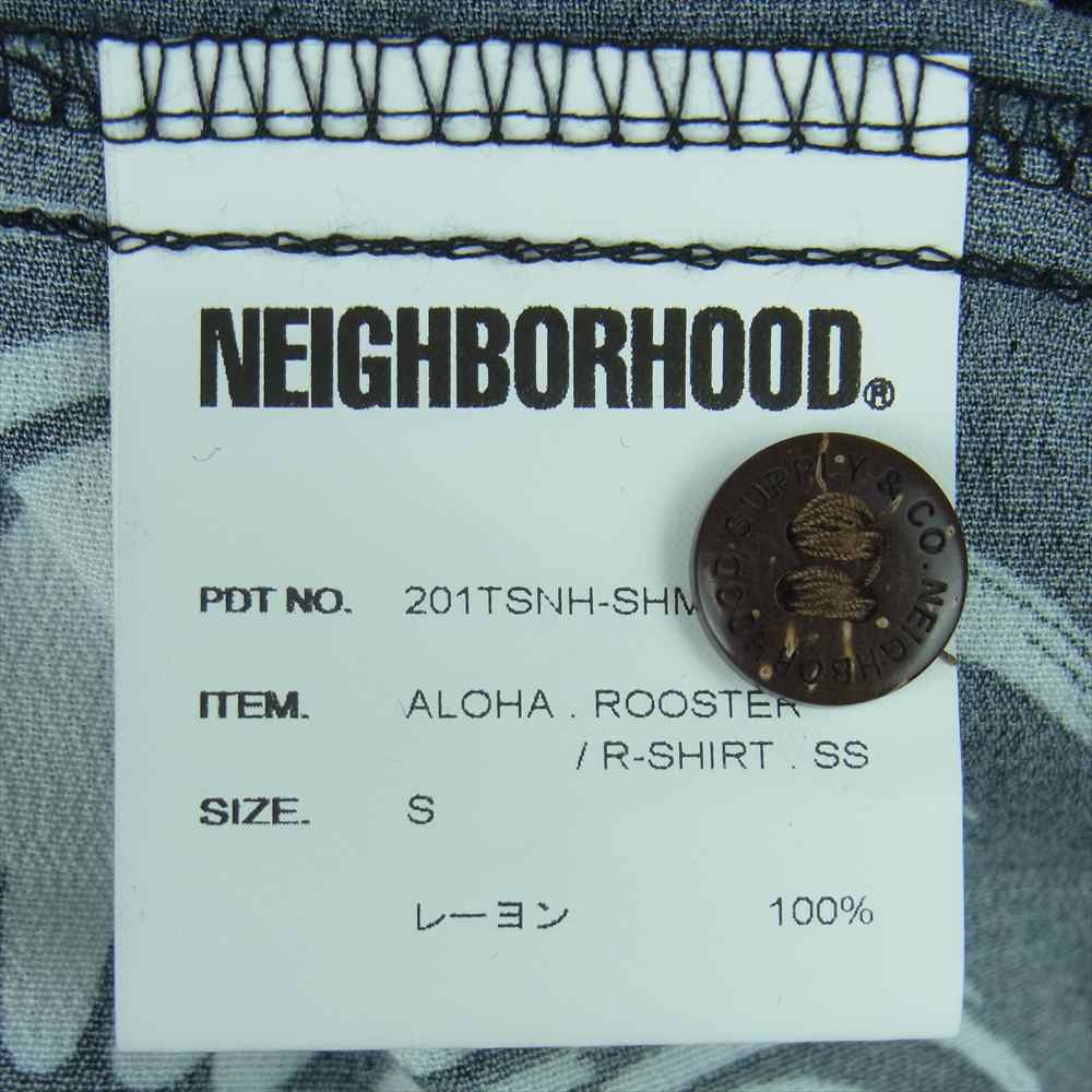 NEIGHBORHOOD ネイバーフッド 20SS 201TSNH-SHM07 ALOHA . ROOSTER / R-SHIRT . SS 半袖 アロハ シャツ ブラック系 S【中古】