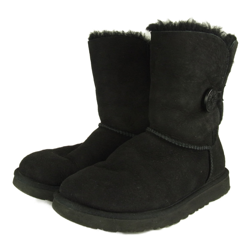UGG アグ 5803W W BAILEY BUTTON ベイリー ボタン ムートン ブーツ ブラック系 24㎝【中古】