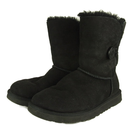 UGG アグ 5803W W BAILEY BUTTON ベイリー ボタン ムートン ブーツ ブラック系 24㎝【中古】