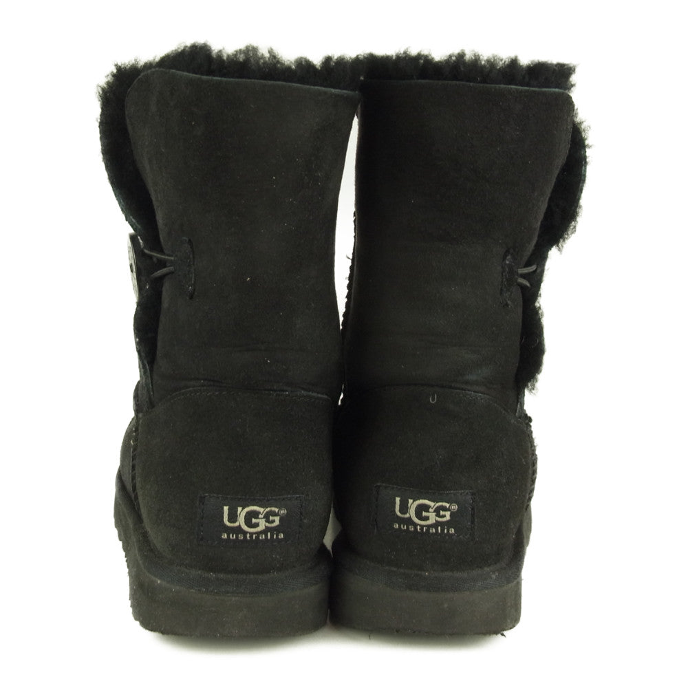 UGG アグ 5803W W BAILEY BUTTON ベイリー ボタン ムートン ブーツ ブラック系 24㎝【中古】