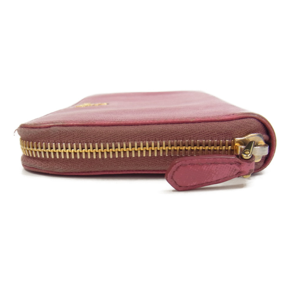 PRADA プラダ サフィアーノ レザー ラウンド ファスナー 長財布 ウォレット ピンク系【中古】