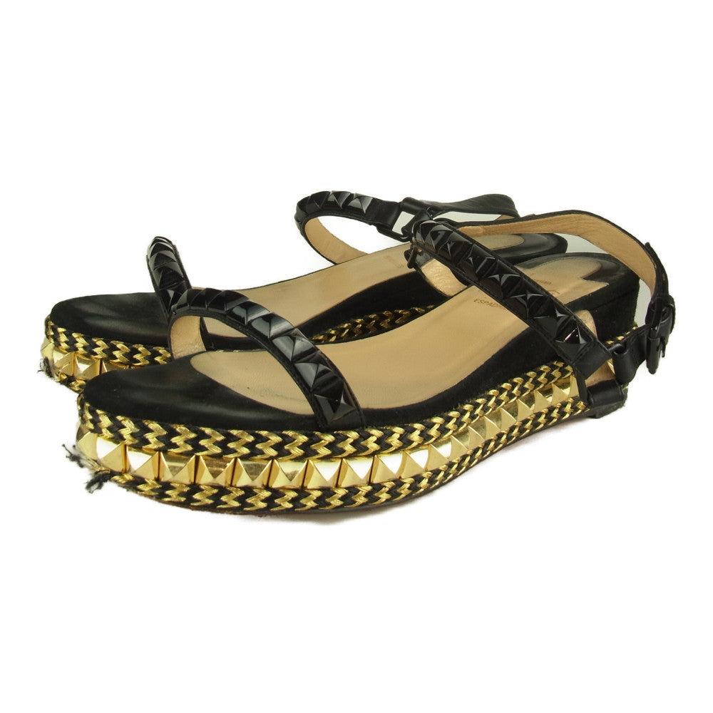 Christian Louboutin クリスチャンルブタン エスパドリーユ サンダル スタッズ ブラック系 38【中古】