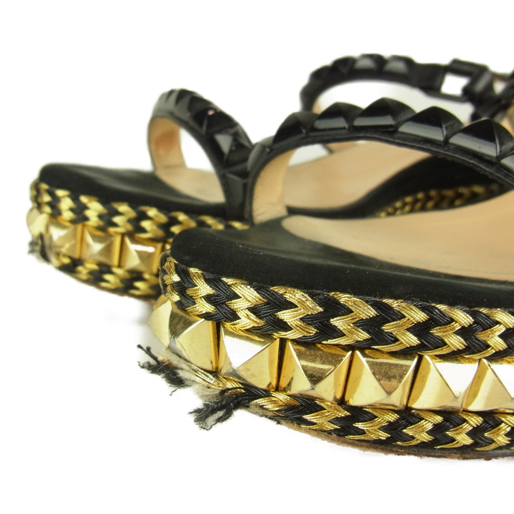 Christian Louboutin クリスチャンルブタン エスパドリーユ サンダル スタッズ ブラック系 38【中古】