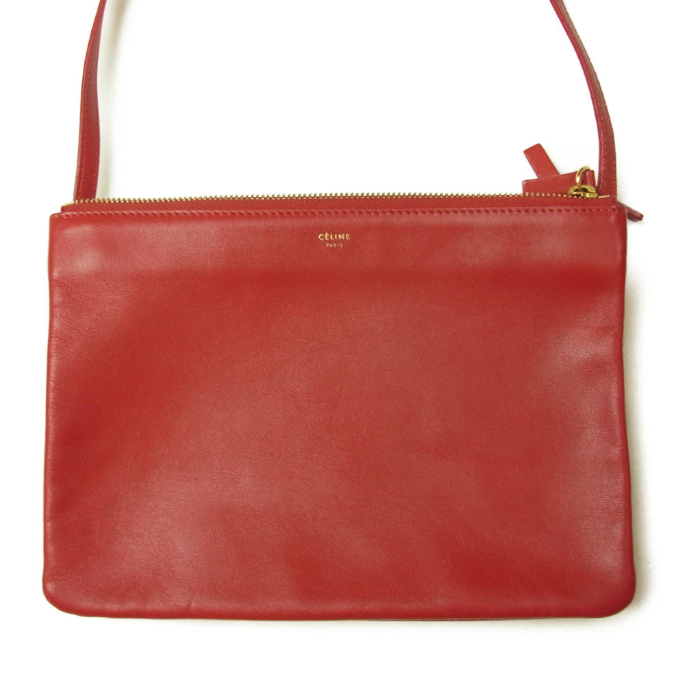 CELINE セリーヌ トリオ ラージ レザー レッド系【中古】