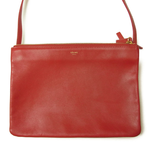 CELINE セリーヌ トリオ ラージ レザー レッド系【中古】