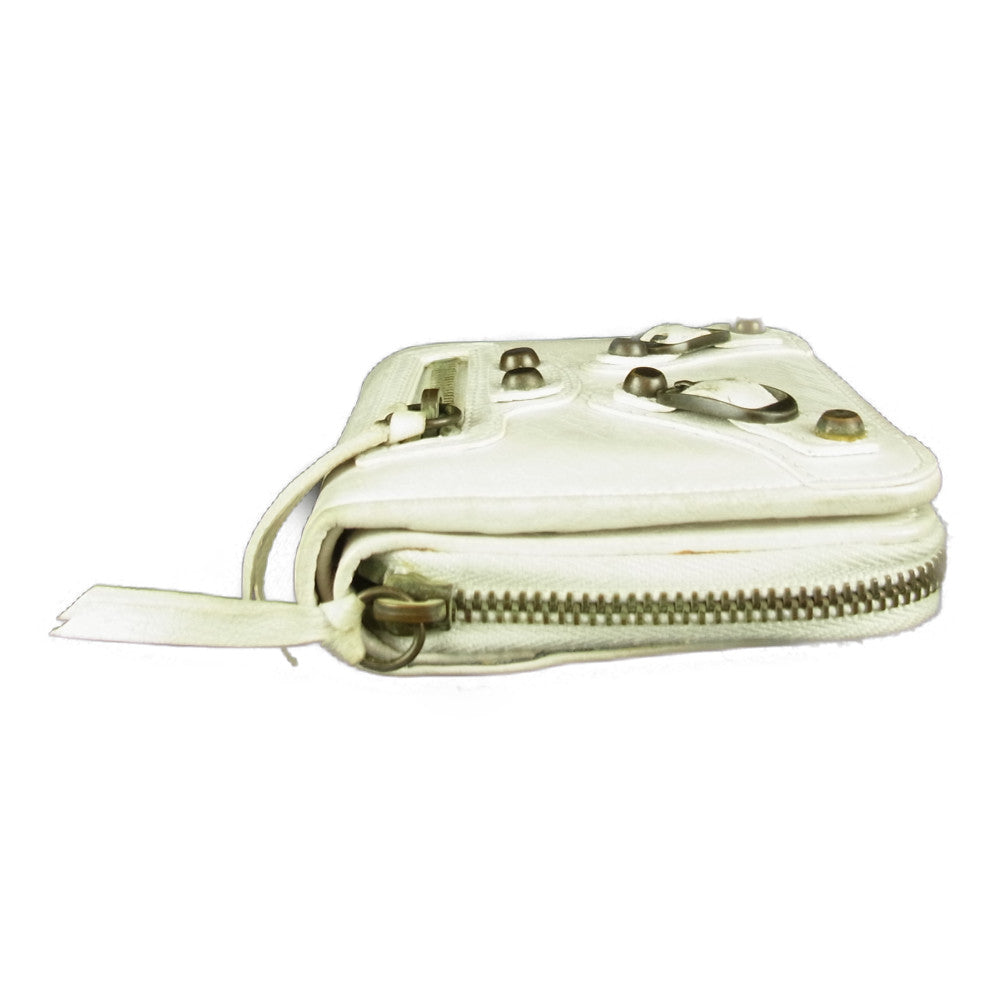 BALENCIAGA バレンシアガ 168503 エディターズ レザー 二つ折り コンパクト ウォレット ホワイト系【中古】