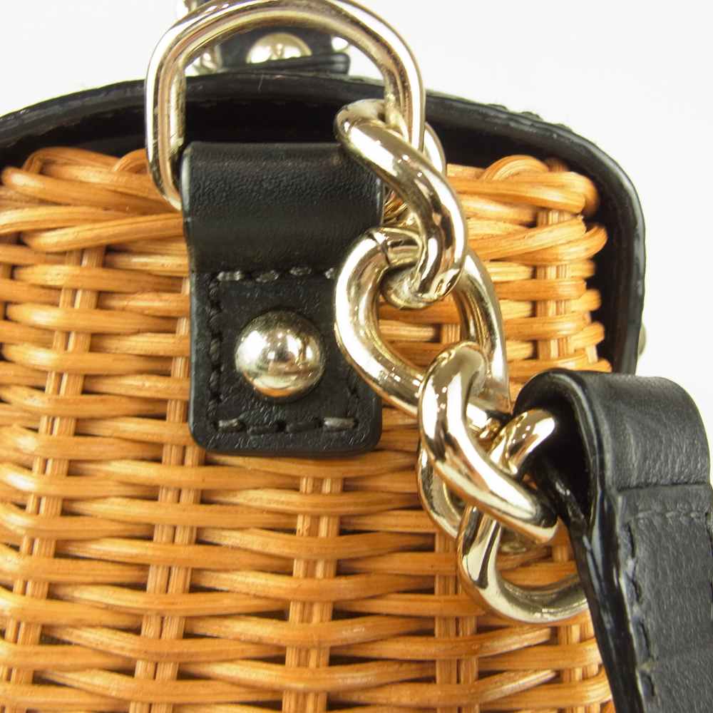 Kate Spade ケイトスペード DELAVAN TERRACE LITTLE NADINE レザーフラップ かごバッグ 2WAY ショルダーバッグ ブラック系【中古】