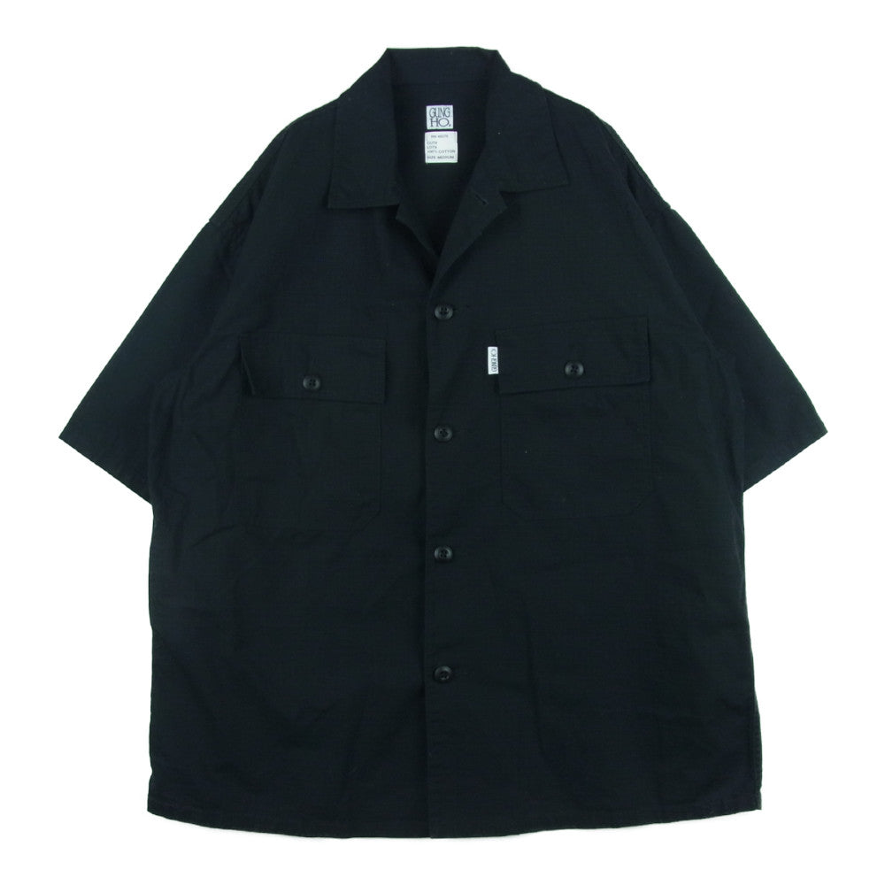 ガンホー 212-1023 FATIGUE SHIRT SHORT SLEEVE 半袖 ファティーグ シャツ コットン ブラック系 M【中古】