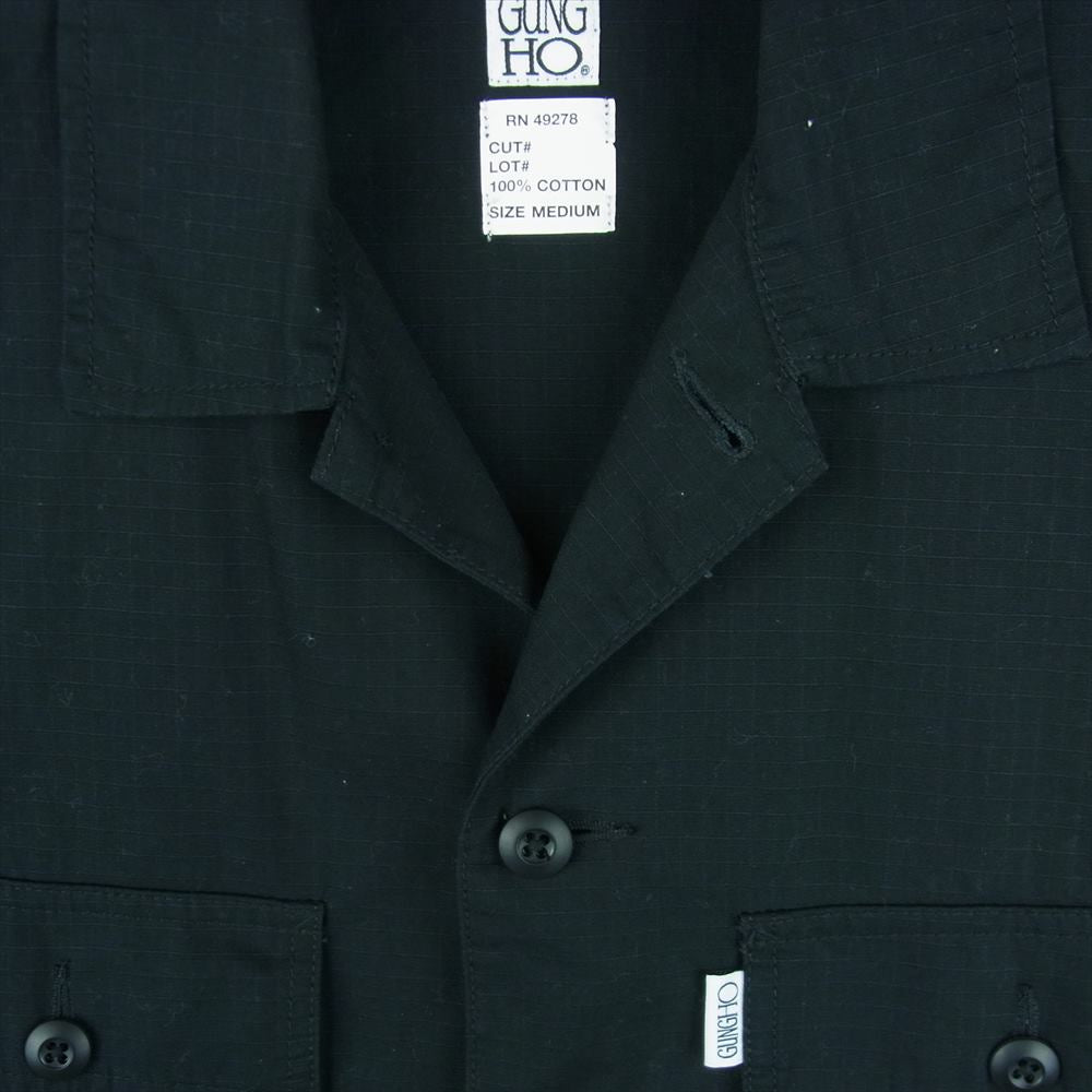 ガンホー 212-1023 FATIGUE SHIRT SHORT SLEEVE 半袖 ファティーグ シャツ コットン ブラック系 M【中古】
