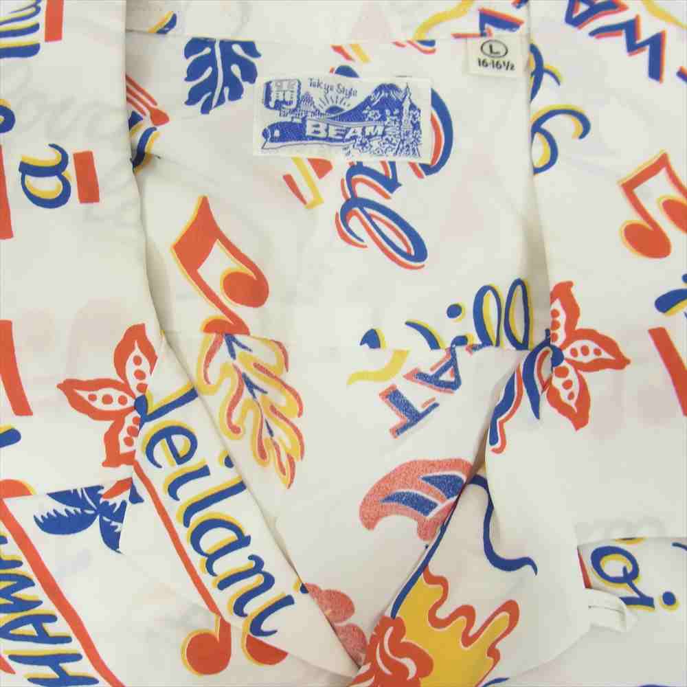 SUN SURF サンサーフ × BEAMS ビームス Sweet Leilani Royal Hawaiian Aloha Shirts アロハ シャツ ホワイト系 L【新古品】【未使用】【中古】