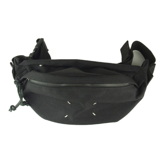 MAISON MARGIELA メゾンマルジェラ Canvas Belt Bag 4ステッチ ベルトバッグ キャンバス バムバッグ ブラック系【美品】【中古】