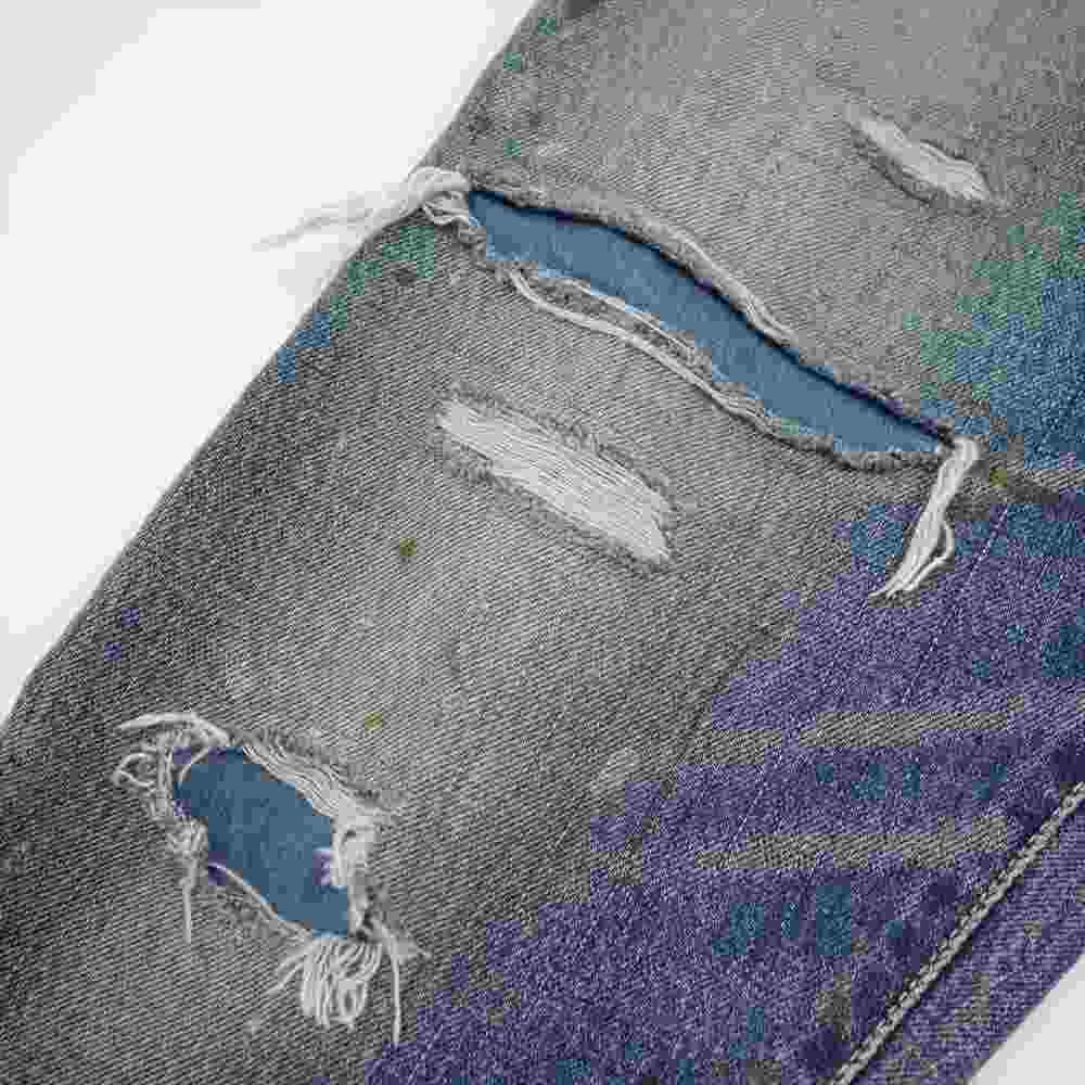 VISVIM ビズビム 0120305005002 SS JOURNEYMAN PANTS TACKED CRASH ジャーニーマン クラッシュ ダメージ 加工 デニム パンツ インディゴブルー系 1【中古】