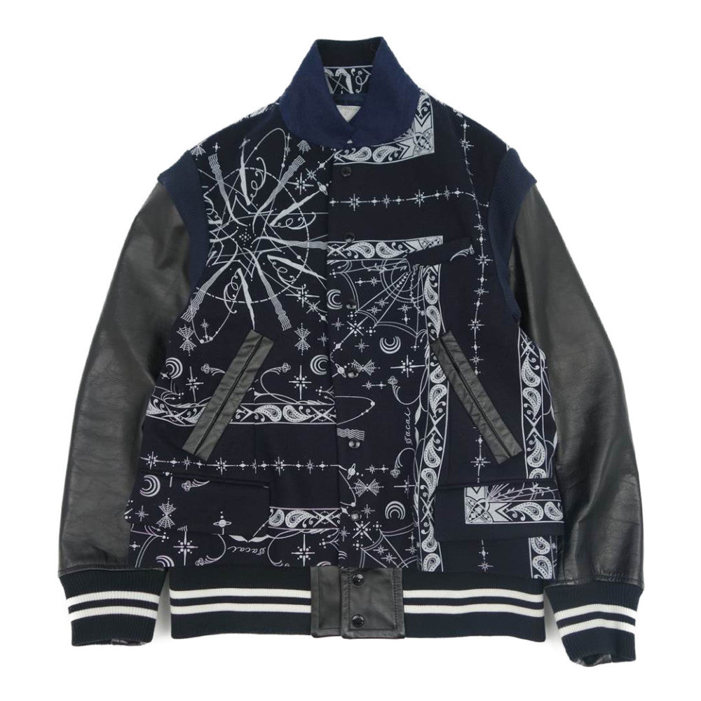 Sacai サカイ 20AW 20-02328M Dr.woo バンダナ ブルゾン スタジャン ブラック系 ダークネイビー系 2【中古】