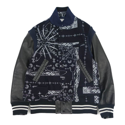 Sacai サカイ 20AW 20-02328M Dr.woo バンダナ ブルゾン スタジャン ブラック系 ダークネイビー系 2【中古】