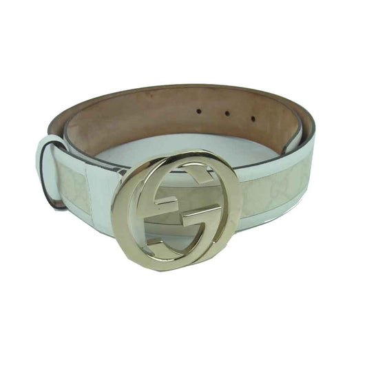 GUCCI グッチ 142930 1766 GGスプリーム インターロッキング ロゴ バックル ベルト オフホワイト系【中古】