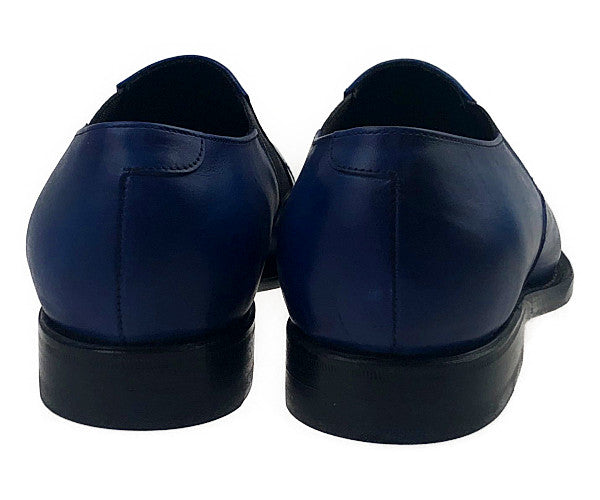 JALAN SRIWIJAYA ジャランスリウァヤ 98921 ストレートチップ サイドエラスティック レザーソール ビジネスシューズ 7.5 ブルー系 7.5【極上美品】【中古】