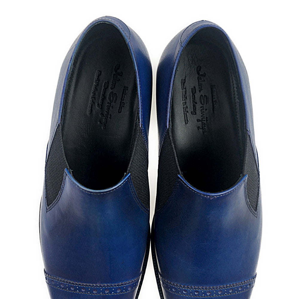 JALAN SRIWIJAYA ジャランスリウァヤ 98921 ストレートチップ サイドエラスティック レザーソール ビジネスシューズ 7.5 ブルー系 7.5【極上美品】【中古】