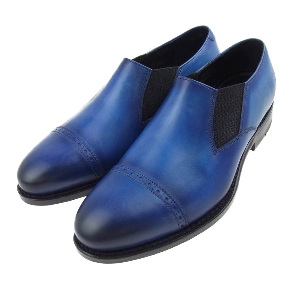 JALAN SRIWIJAYA ジャランスリウァヤ 98921 ストレートチップ サイドエラスティック レザーソール ビジネスシューズ 7 ブルー系 7【極上美品】【中古】