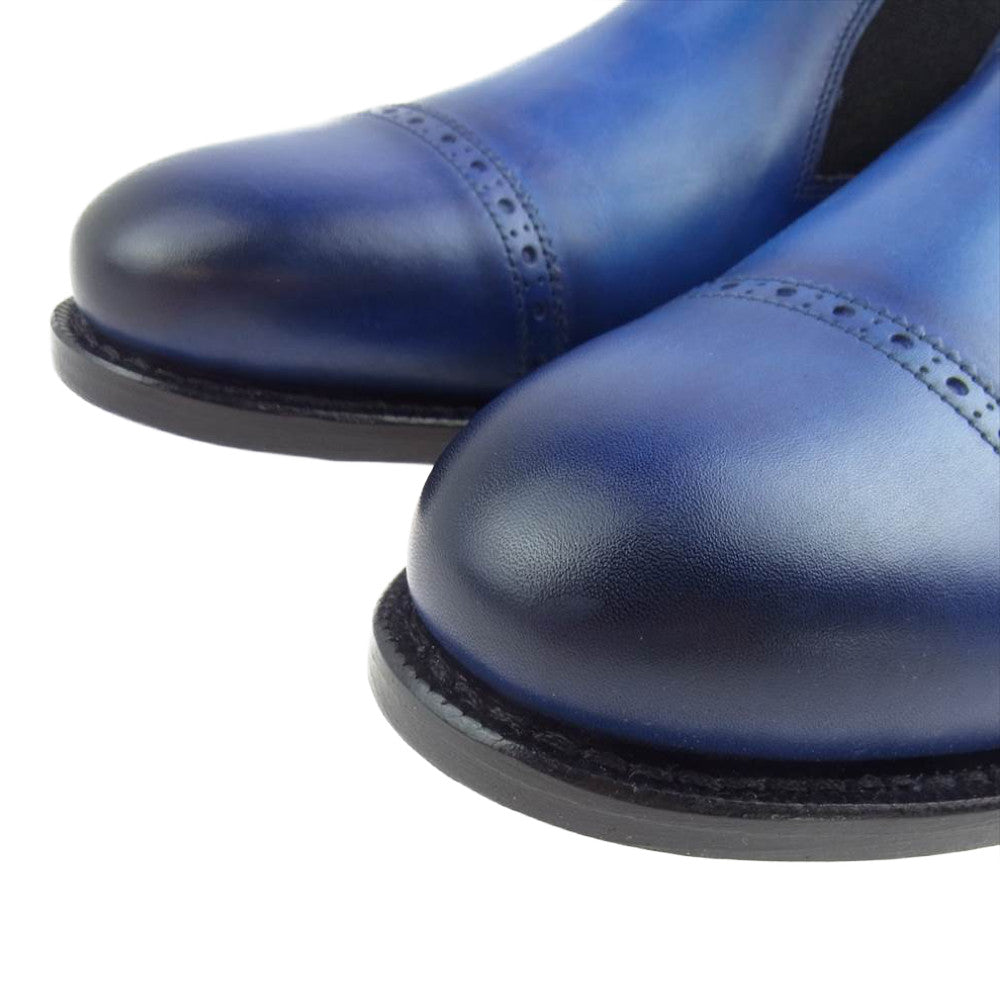 JALAN SRIWIJAYA ジャランスリウァヤ 98921 ストレートチップ サイドエラスティック レザーソール ビジネスシューズ 7 ブルー系 7【極上美品】【中古】