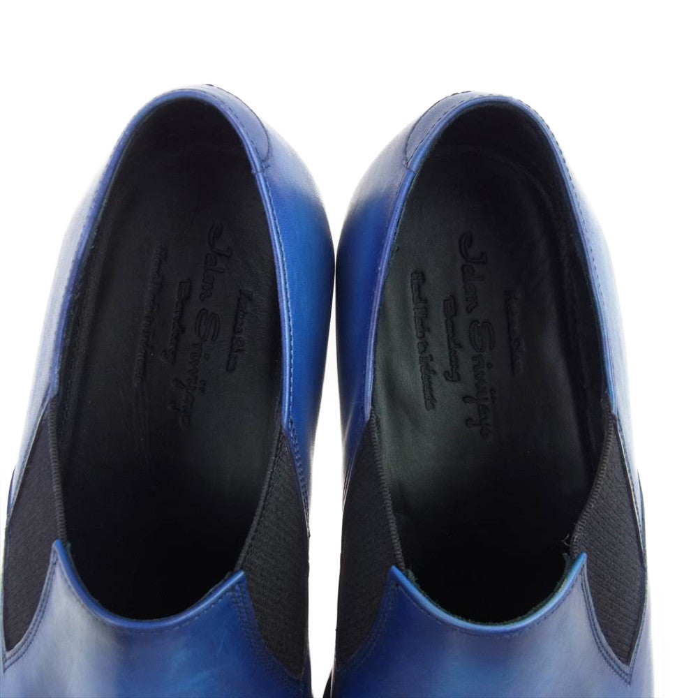 JALAN SRIWIJAYA ジャランスリウァヤ 98921 ストレートチップ サイドエラスティック レザーソール ビジネスシューズ 7 ブルー系 7【極上美品】【中古】