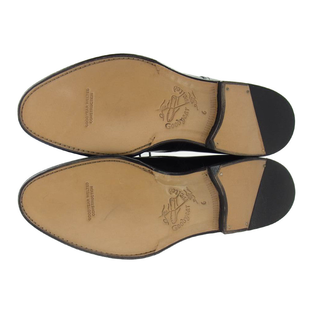 JALAN SRIWIJAYA ジャランスリウァヤ 98313  Vチップ ブラックハイシャイン レザーソール ビジネスシューズ ドレスシューズ 6 ブラック系 6【極上美品】【中古】