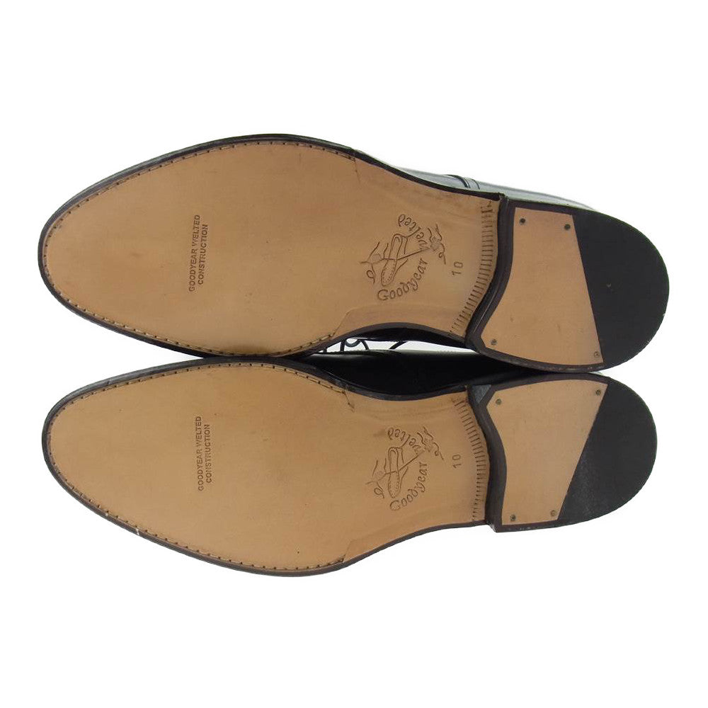 JALAN SRIWIJAYA ジャランスリウァヤ 98313  Vチップ ブラックカーフ レザーソール ビジネスシューズ ドレスシューズ 10 ブラック系 10【極上美品】【中古】