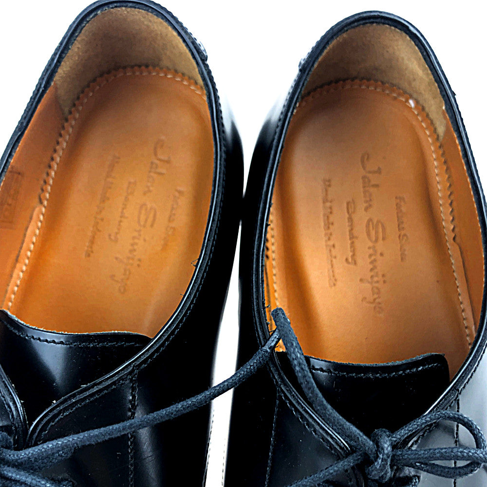 JALAN SRIWIJAYA ジャランスリウァヤ 98313  Vチップ ブラックハイシャイン レザーソール ビジネスシューズ ドレスシューズ 7.5 ブラック系 7.5【極上美品】【中古】