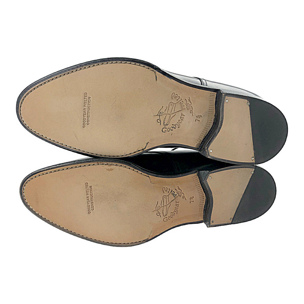 JALAN SRIWIJAYA ジャランスリウァヤ 98313  Vチップ ブラックハイシャイン レザーソール ビジネスシューズ ドレスシューズ 7.5 ブラック系 7.5【極上美品】【中古】