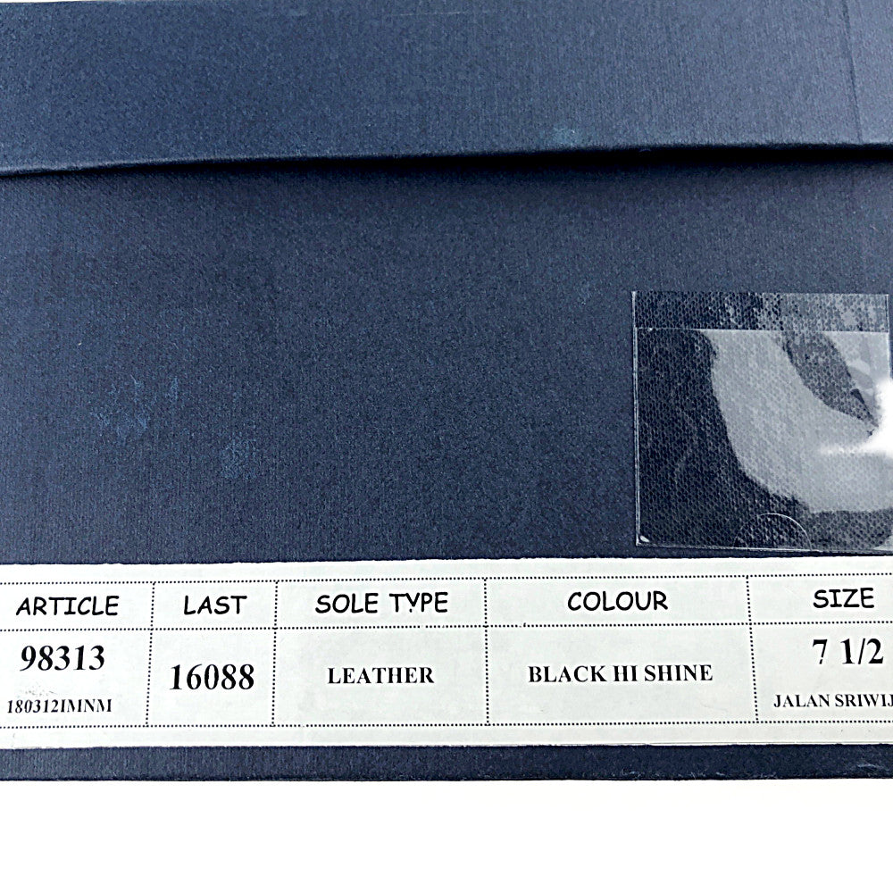 JALAN SRIWIJAYA ジャランスリウァヤ 98313  Vチップ ブラックハイシャイン レザーソール ビジネスシューズ ドレスシューズ 7.5 ブラック系 7.5【極上美品】【中古】