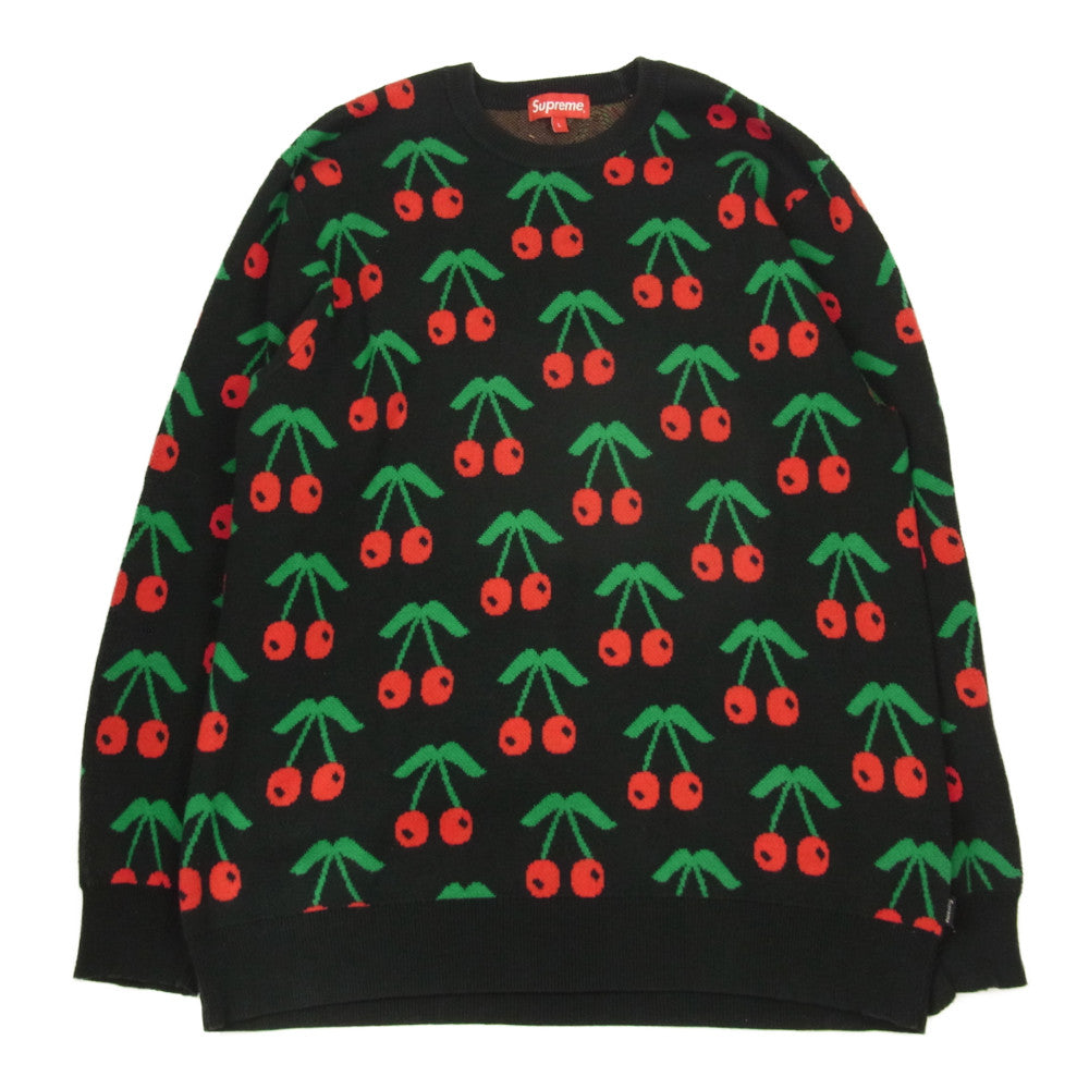 Supreme シュプリーム 14AW Cherries Sweater チェリー サクランボ セーター ニット ブラック系 L【美品】【中古】