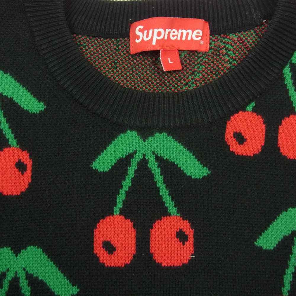 Supreme シュプリーム 14AW Cherries Sweater チェリー サクランボ セーター ニット ブラック系 L【美品】【中古】