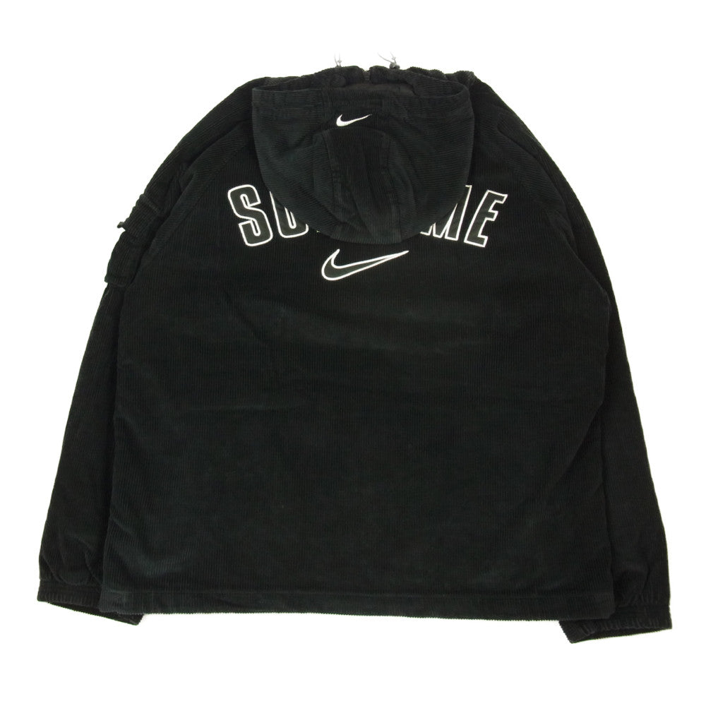 Supreme シュプリーム 22SS DM1772-010 × NIKE ナイキ Arc Corduroy Hooded Jacket アーチロゴ コーデュロイ フーデッド ジャケット ブラック系 L【新古品】【未使用】【中古】