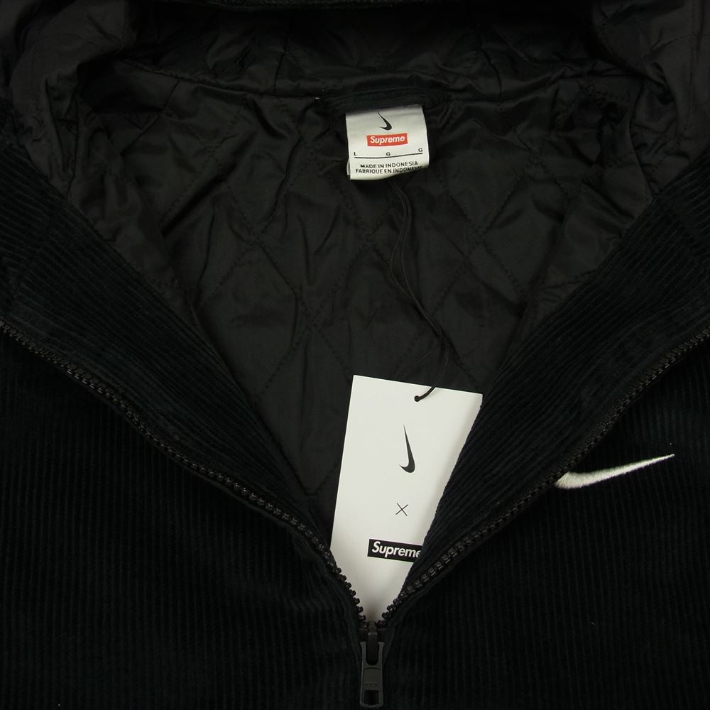 Supreme シュプリーム 22SS DM1772-010 × NIKE ナイキ Arc Corduroy Hooded Jacket アーチロゴ コーデュロイ フーデッド ジャケット ブラック系 L【新古品】【未使用】【中古】