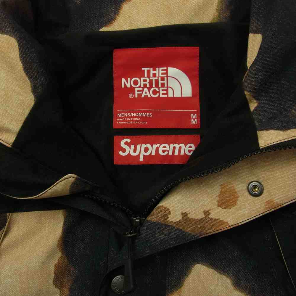 Supreme シュプリーム 21AW NP52100I The North Face Bleached Denim Print Mountain Jacket ノースフェイス ブリーチド デニム マウンテン ジャケット ブラック系 ベージュ系 M【中古】